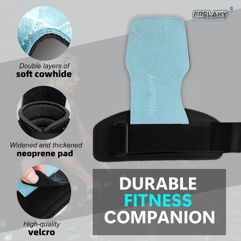 Frelaxy Lifting Wrist Straps Women and Men, Weight Lifting Grips with Cushion Wrist Loop, Double Layer Leather and Storage Pouch, Gym Workout Straps for Deadlift and Powerlifting - Image 4